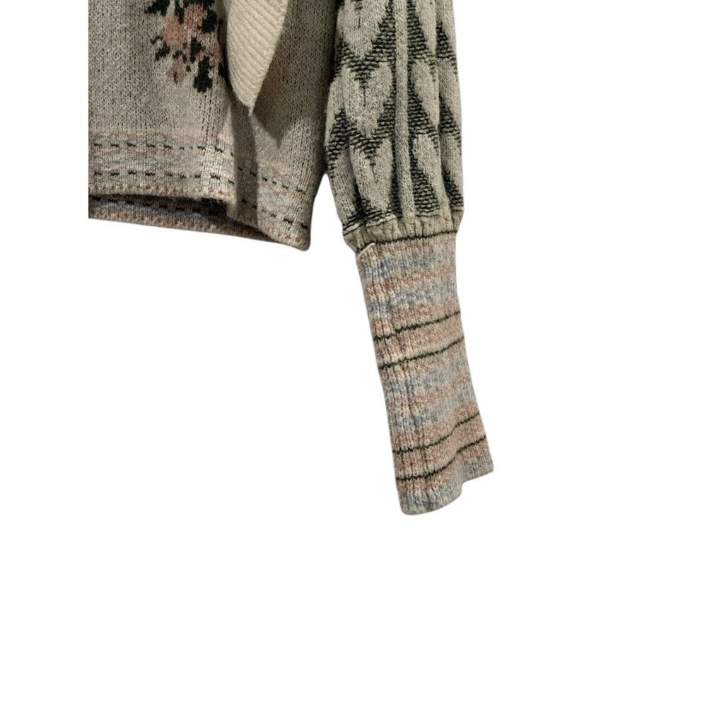 Sunday Up Floral Heart Ruffle Crewneck Knit Sweater Women’s Medium Cider - Picture 5 of 14